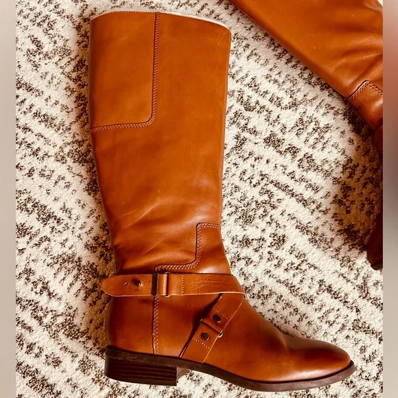 Nine West Brown Blogger Leather Knee High Boots Women’s Size 7 - Picture 3 of 14
